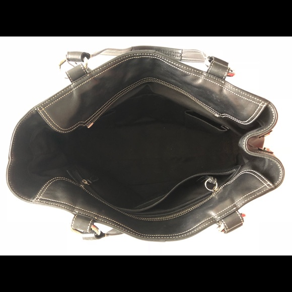 Large Coach black leather handbag - Picture 6 of 8